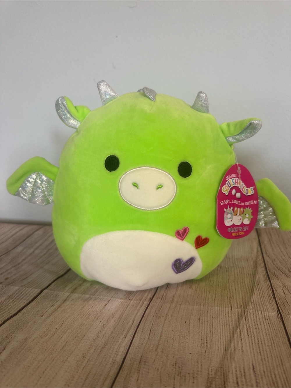 Squishmallows Lime Green Dragon with Silver Wings Desmund